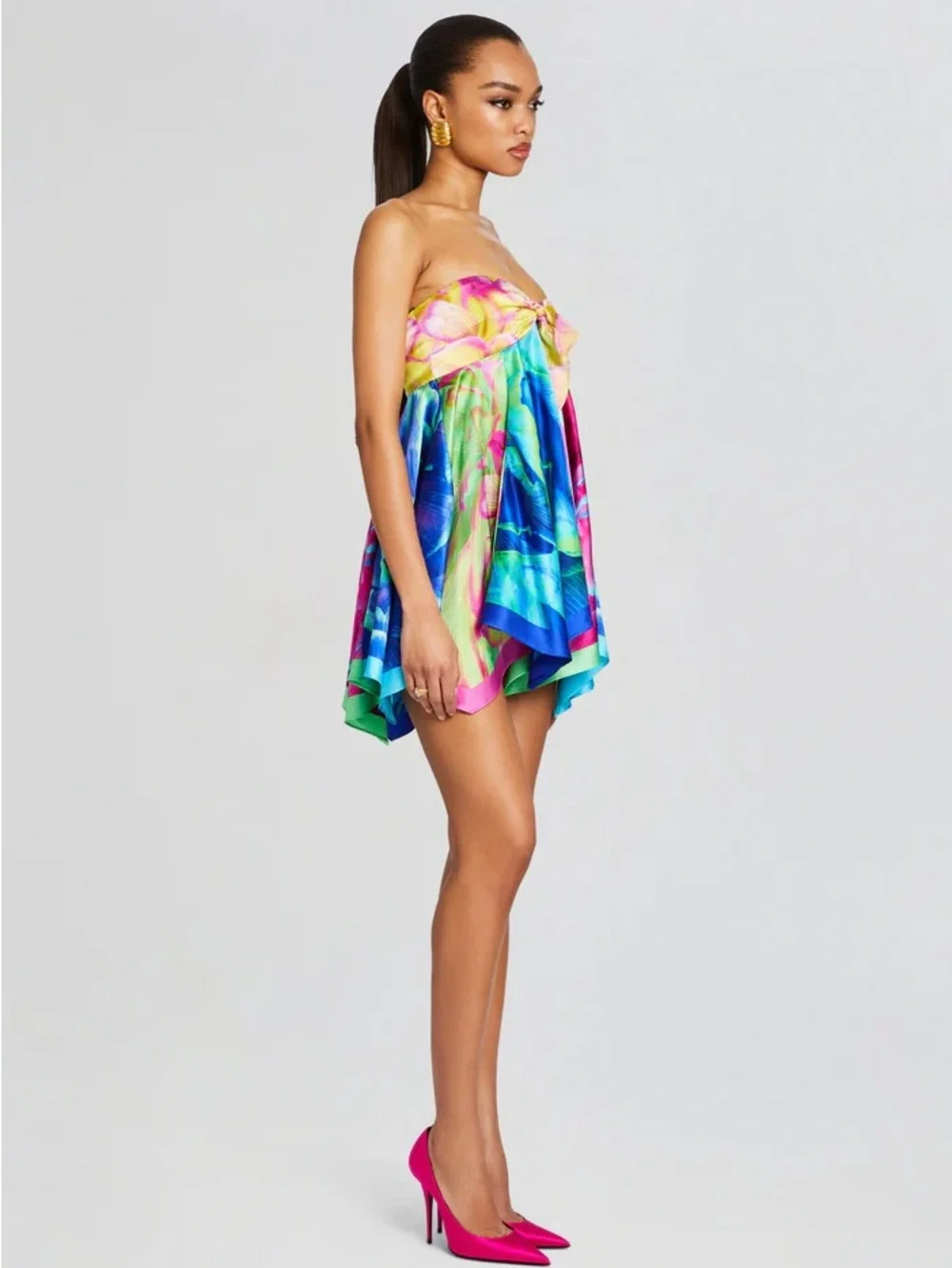 Retrofete Multicolor Strapless Mini Dress — Blue & Pink - Picture 4 of 6